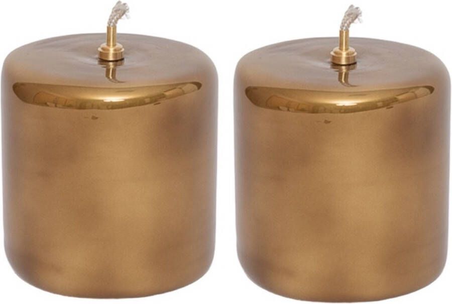WinQ! WInQ Olielamp cilinder 7x10cm cm Goud 2 Stuks Ideale vervanging voor kaarsen incl. lont en trechter