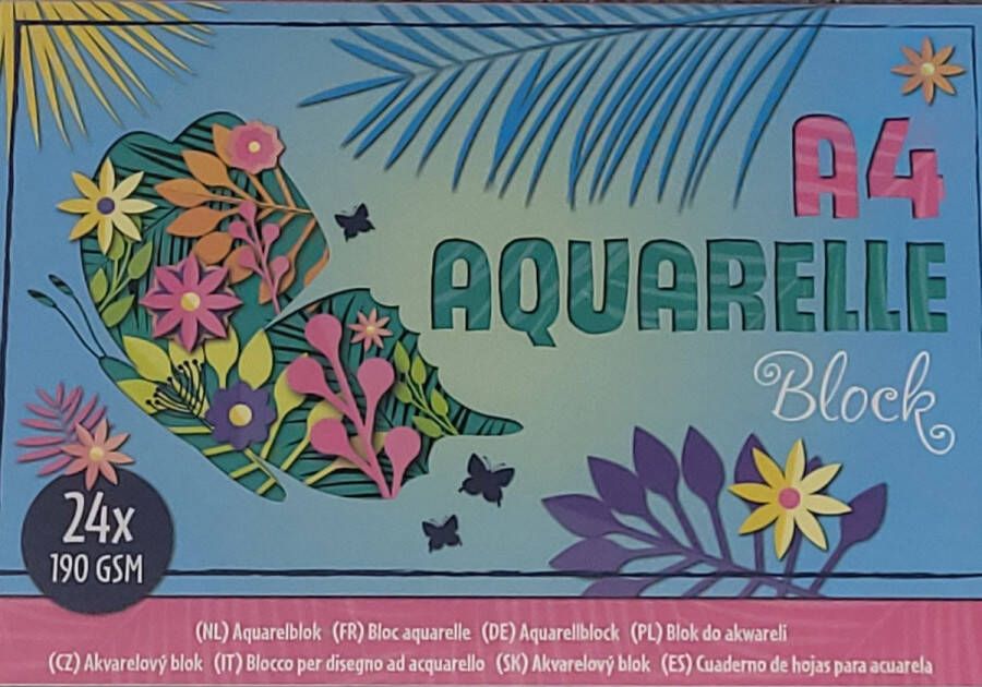 Wins-holland Aquarelblok A4 Wit 24 pagina's x 190 gsm 21 cm x 29 7 cm Aquarelpapier a4 Waterverf Knutselen voor volwassen