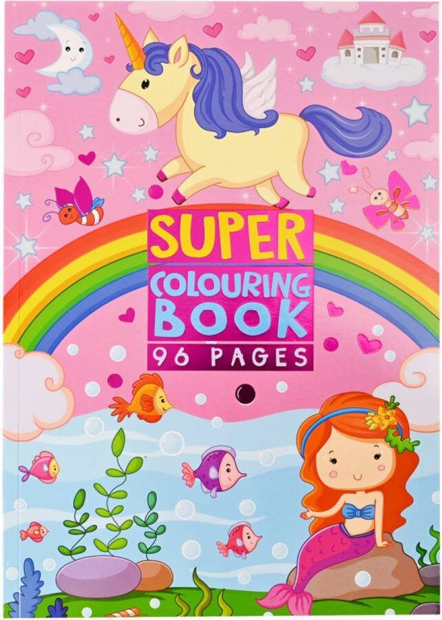 WIns-Holland B.V. Kleurboek Prinsessen 'Super Colouring Book' Kleurboek Meisjes Prinsessen Kleurboeken voor Kinderen Tekenboek voor Kinderen Kleurboek Kinderen Tekenen Kinderen Kleurplaten 96 Pagina's 21 x 29 7 cm Vanaf 5 jaar Multi Kleuren