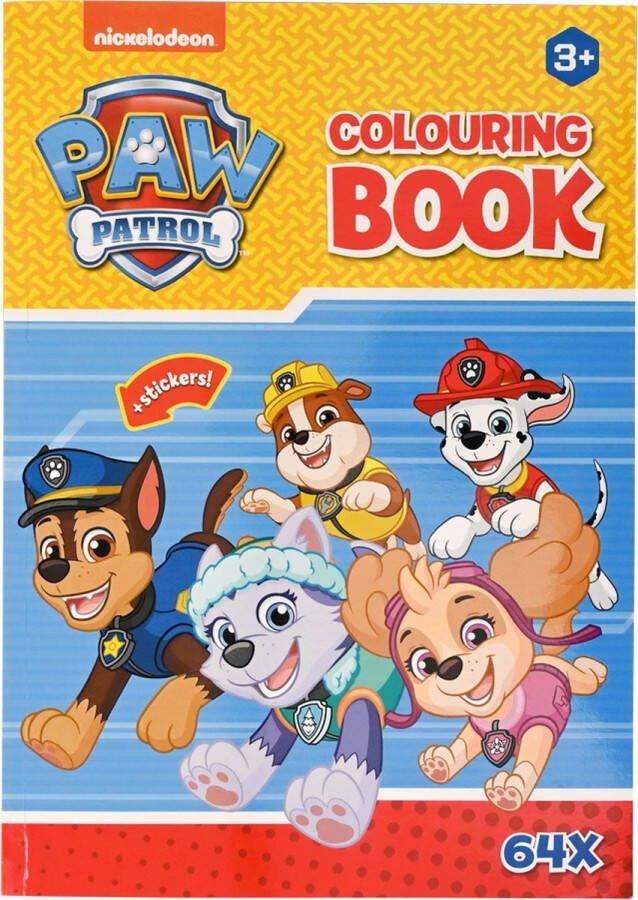 WIns-Holland B.V. Kleurboek + stickers 64 pag Paw Patrol Geel
