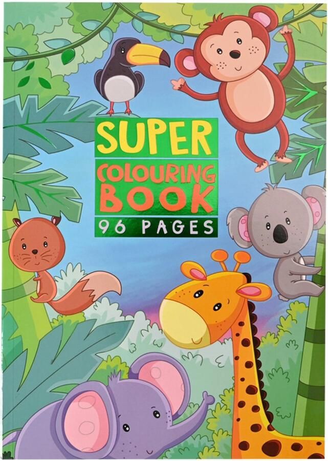 WIns-Holland B.V. Kleurboek Wilde Dieren Super Colouring Book Kleurboek Dieren Kleurboeken voor Kinderen Tekenboek voor Kinderen Kleurboek Kinderen 96 Pagina's 21 x 29 7 cm Vanaf 3 jaar Multi Kleuren