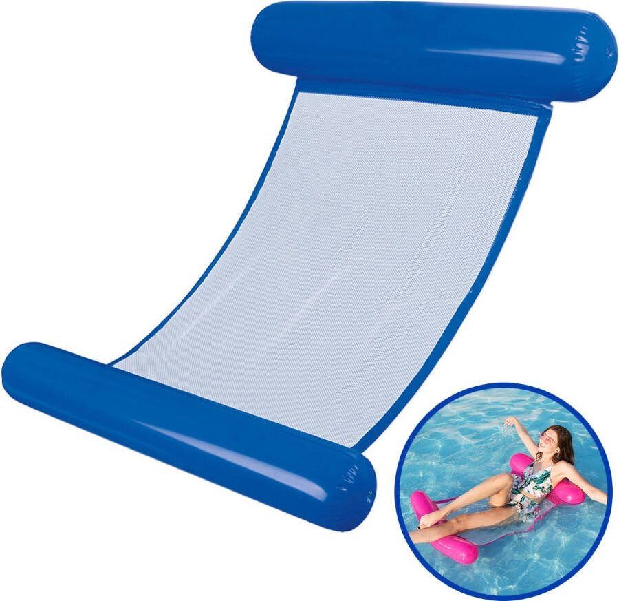 WIns-Holland B.V. Waterhangmat Blauw Luchtbed Zwembad Zwemband voor Volwassenen en Kinderen Opblaasband Opblaasbare Zwemband Zwemring Zwembad Speelgoed 128 x 80 cm Vanaf 3 Jaar