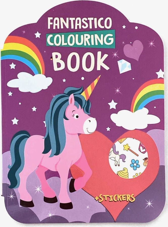 Wins-holland Fantastico Colouring Book Unicorn Kleurboek Stickerboek