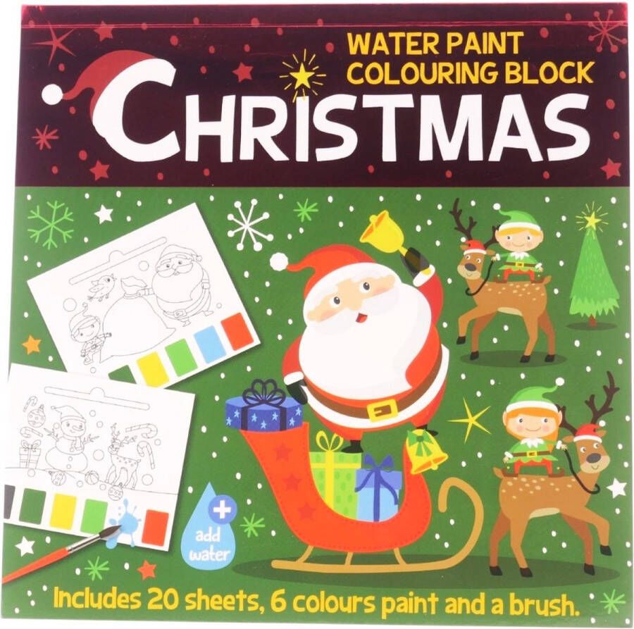 Wins holland Waterverf kleurboek Kerstmis: kleuren tekenen en verven schilderen voor kinderen (cadeau idee Kerst Kerstman rendieren sneeuwpop)