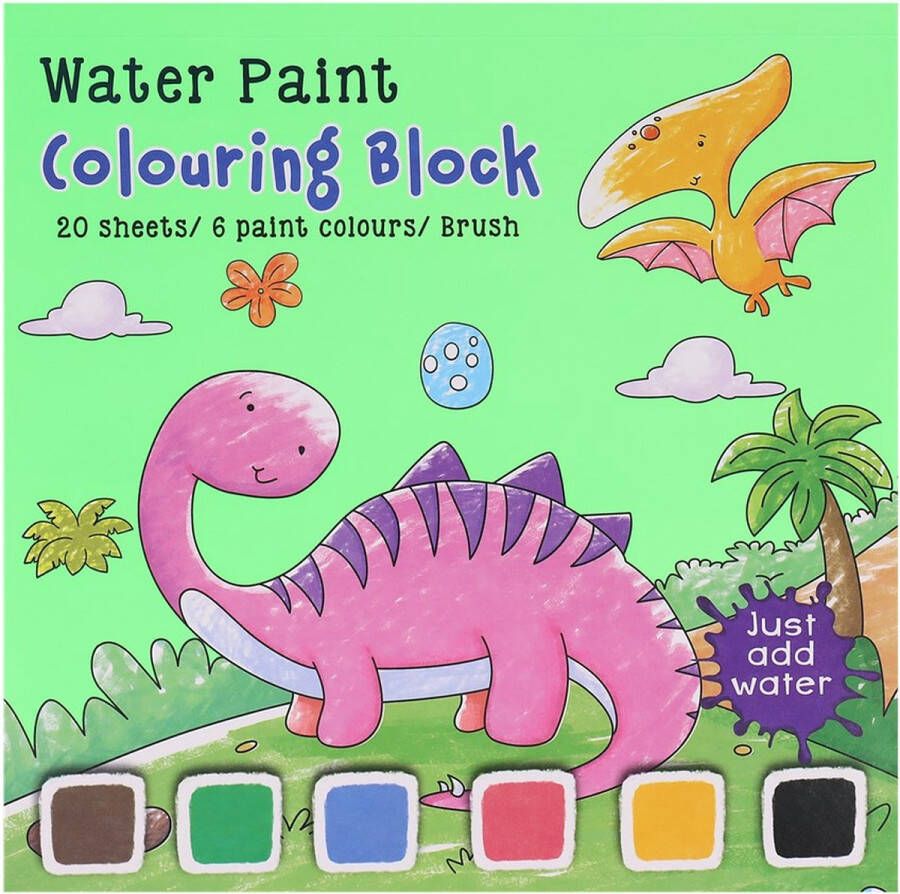 Wins Water paint colouring block Kleurblok met waterverf kleurboek diverse assorti