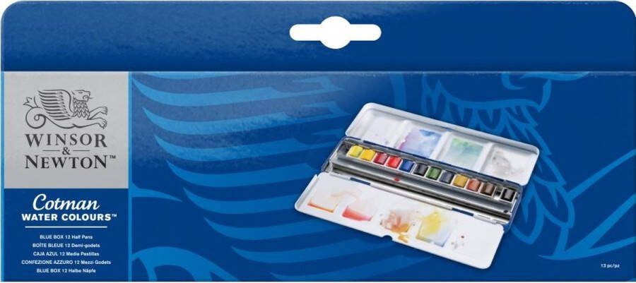 Winsor & Newton Cotman aquarelset Blue Box 12 halve napjes