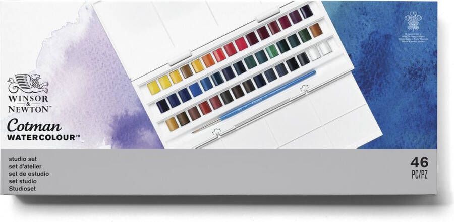 Winsor & Newton Cotman Studio Aquarelset 45 halve napjes