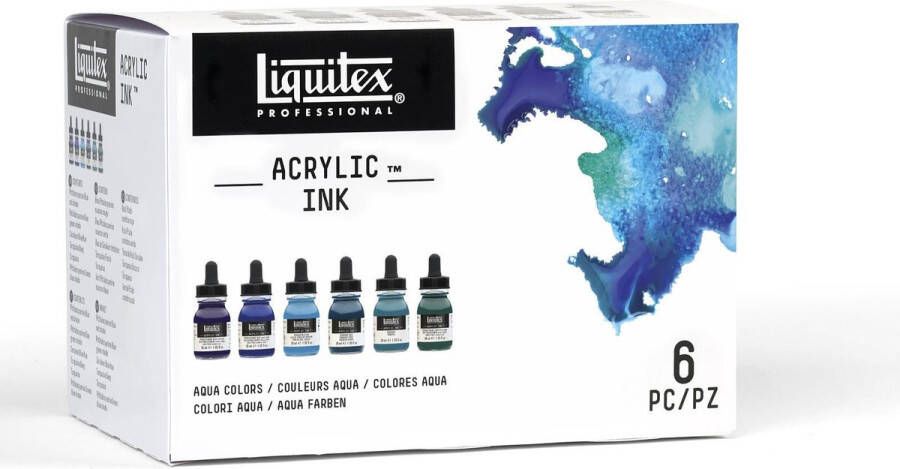 Winsor & Newton Liquitex Professional Acrylic Ink Aqua Colors Set 6x30ml