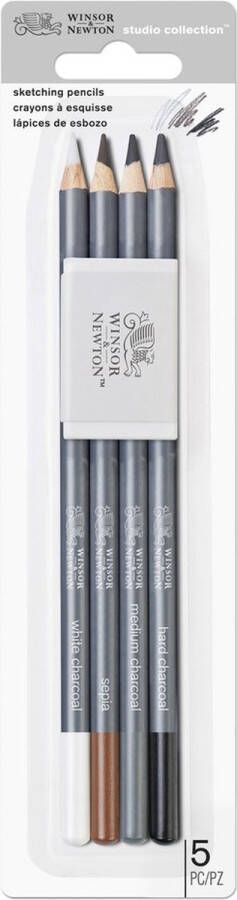 Winsor & Newton Studio Collection 4 Schetspotloden Set + gum