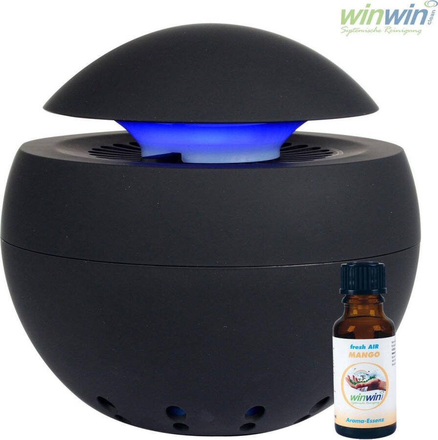 WinwinClean AIR BLOW II HEPA actieve koolstof Edition (zwart) inkl. Aroma-Essenz 'MANGO' 20ml Luchtreiniger