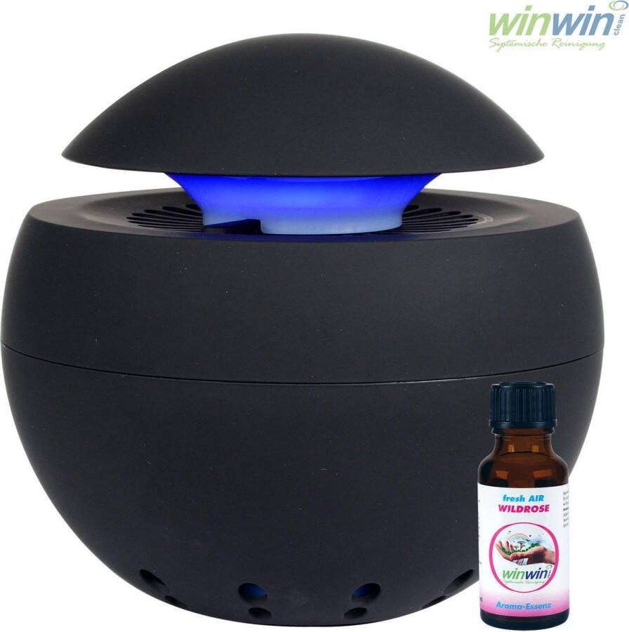 WinwinClean AIR BLOW II HEPA (zwart) inkl. Aroma-Essenz 'WILDROSE' 20ml Luchtreiniger
