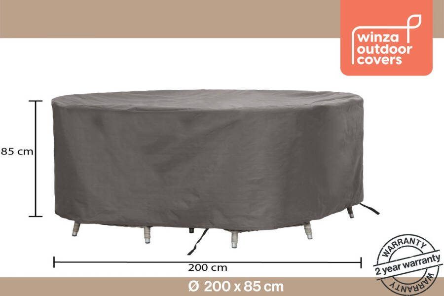Winza Outdoor Covers Premium beschermhoes ronde tuinset tot Ø 200 cm tafel Tuinsethoes Afmeting : Ø 200x85 cm geleverd met Pop-up Bobbin