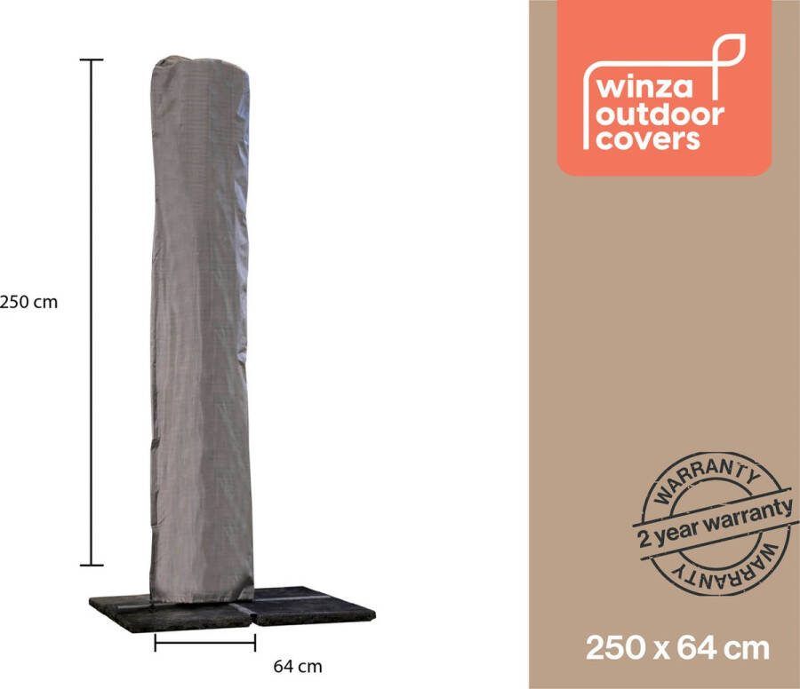 Winza Outdoor Covers Premium Parasolhoes Beschermhoes voor Parasol middenstok vrije arm Ø 300 cm Waterdicht en Duurzaam PP Textiel Grijs 250x64 cm 2 Jaar Garantie