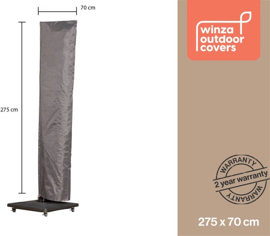 Winza Outdoor Covers Premium Parasolhoes Beschermhoes voor Parasol tot 4m Waterdicht PP Textiel Grijs 275x70 cm met Opzetstok 2 Jaar Garantie