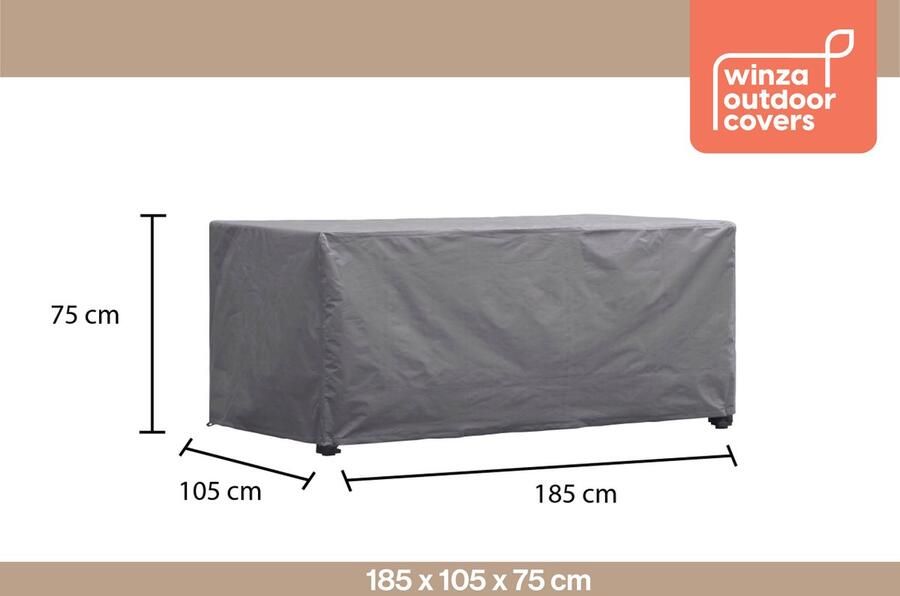 Winza Outdoor Covers Premium beschermhoes tafel tot 180 cm Afmeting : 185x105x75 cm Extra geleverd met PopUp voor optimale waterafloop tuintafel hoes tuinmeubelhoes 2 jaar garantie