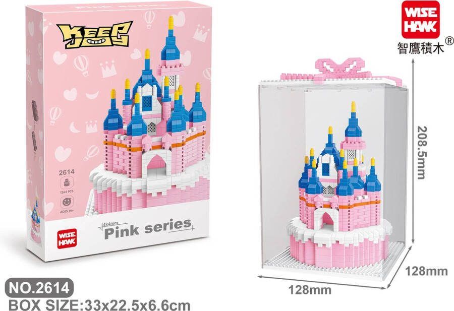 Wise Hawk Bouwpakket bouwset 3D puzzel Mini blokjes Pink series kasteel bouwsteentjes
