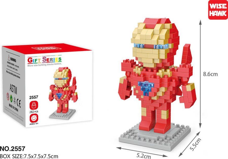 Wise Hawk Miniblocks bouwset 3D puzzel educational toys bouwdoos mini blokjes 282 st