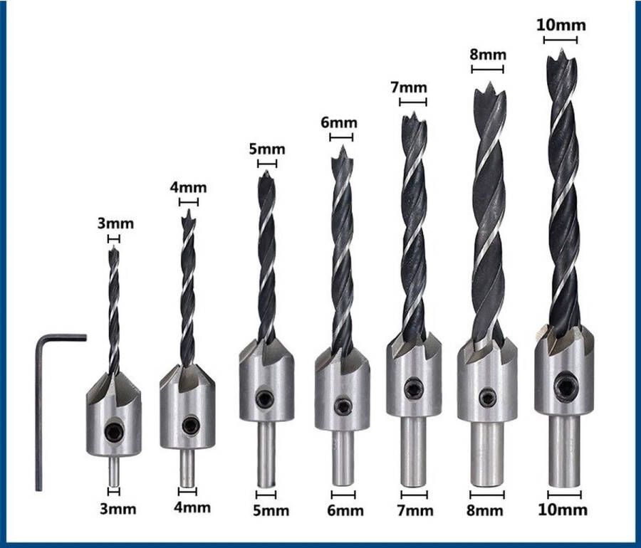 WiseGoods Luxe Verzinkboor Set Borenset Boren Boormachine Bitset Klussen Bits Boormachines Gereedschap Hobby 3-10mm