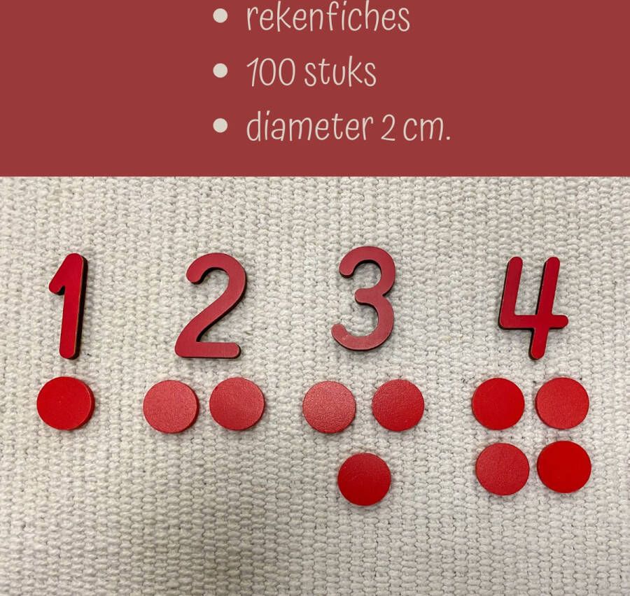 Wissner rekenfiches 100 stuks spel fiches rood bingo fiches game chips speelfiches
