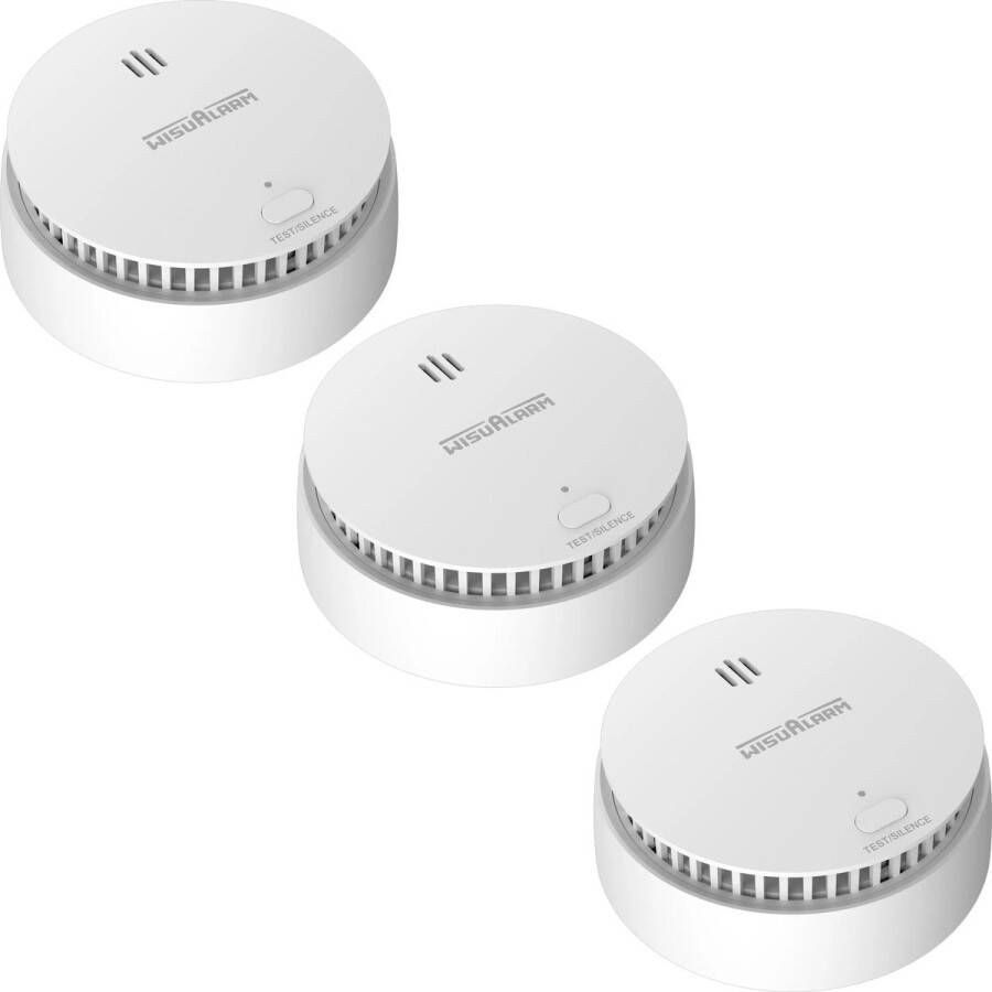 WisuAlarm SA20-A Rookmelder 3 Rookmelders 10 jaar batterij Kan in de buurt van keuken en badkamer Voldoet aan Europese norm Brandalarm
