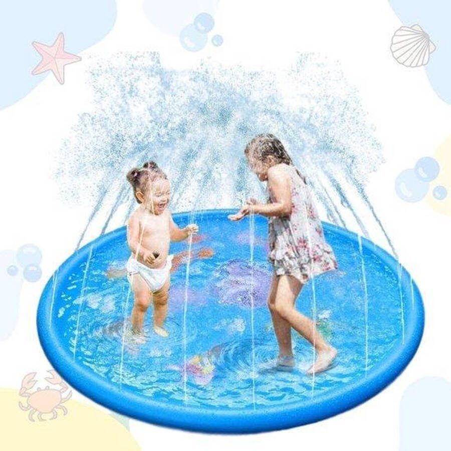 WithGoods Waterspeelmat Met Zeedieren En Watersproeier Vrolijke Watermat Waterspeelgoed Voor Kinderen Kinderzwembad Water Speelgoed Buiten Water Speelmat Water Sproeier Watermat Fontein 170 cm