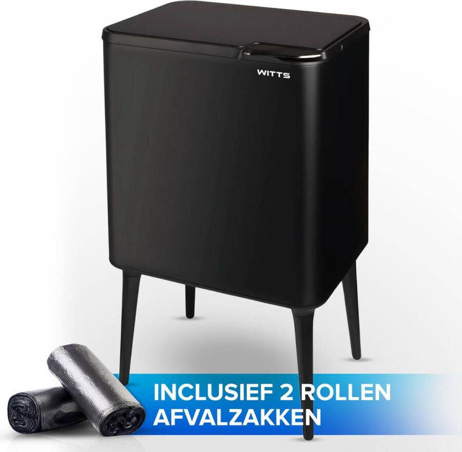 Witts Prullenbak Afvalscheiding Soft Touch Prullenbak Zwart Prullenbak 50 Liter