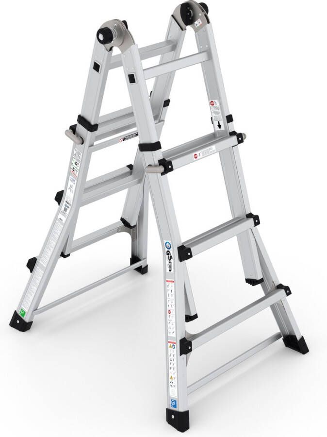 Wixor Multifunctionele Telescopische Vouwladder 4x3 Uitschuifbare vouwladder Telescopische vouwladder Ladder Professionele vouwladder