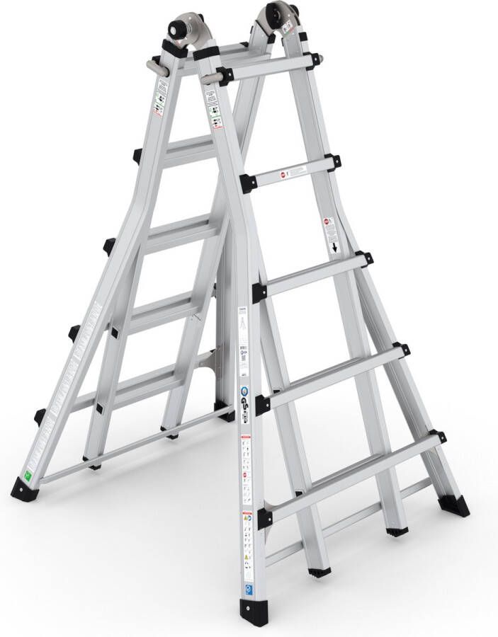 Wixor Multifunctionele Telescopische Vouwladder 4x5 Uitschuifbare vouwladder Telescopische vouwladder Ladder Professionele vouwladder