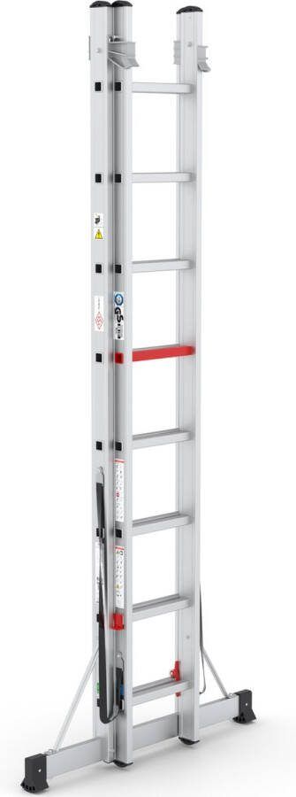 Wixor Professionele Ladder 2-delig 2x8 Sporten reformladder ladder trapladder schuifladder