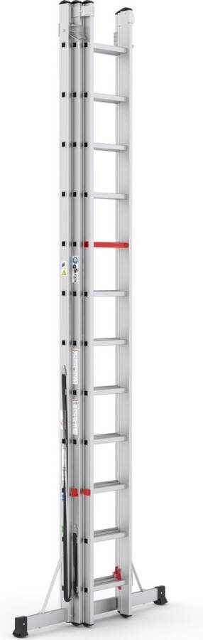 Wixor Professionele Ladder 3-delig 3x12 Sporten reformladder ladder trapladder schuifladder Uitgeschoven lengte 8 58m