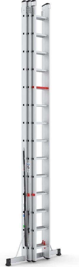 Wixor Professionele Ladder 3-delig 3x14 Sporten reform ladder trap ladder schuif ladder Uitgeschoven lengte 9 71m