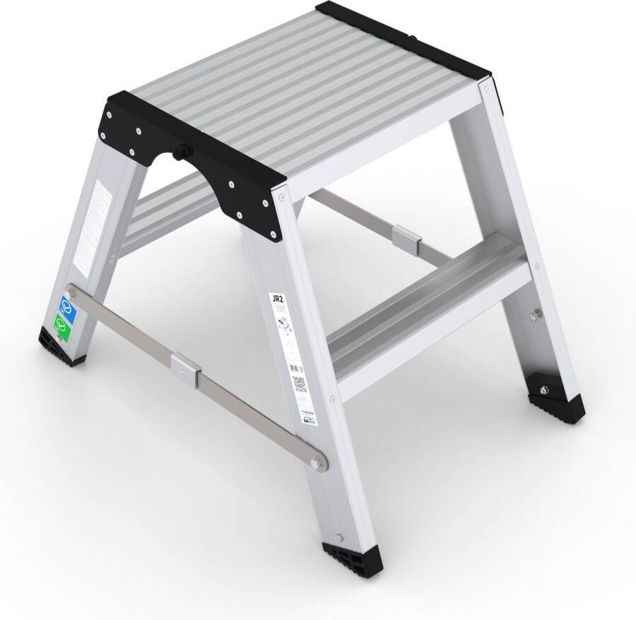 Wixor trap Expert Professionele Dubbele Trap 2 treden huishoudtrap Keukentrap Extra groot sta oppervlak Aluminium Hoge kwaliteit