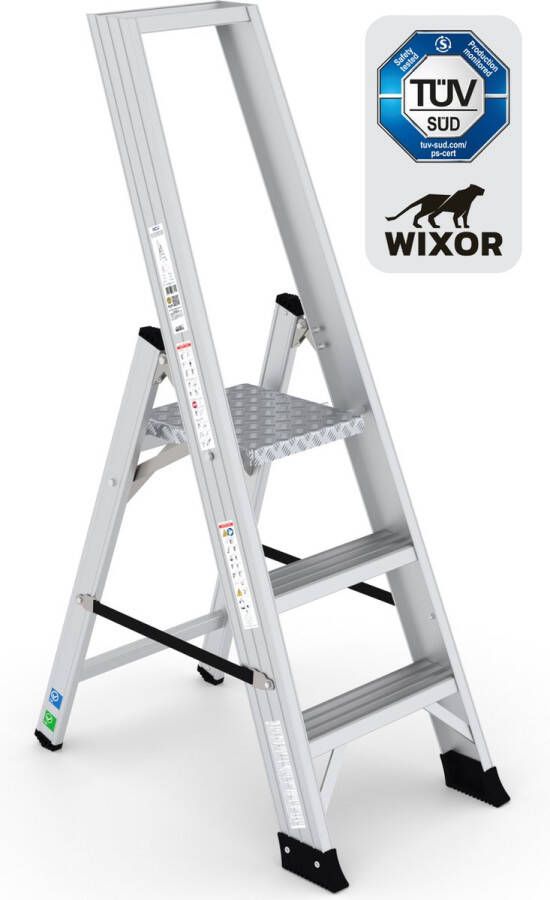 Wixor Trapladder Expert Huishoudtrap 3 treden Professionele trap Bordestrap Stevige Trap Tuv-gecertificeerd EN131
