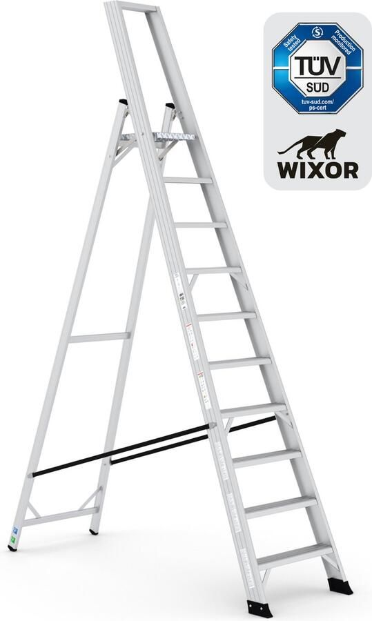 Wixor Trapladder Expert Huishoudtrap 10 treden Professionele trap Bordestrap Stevige Trap Tuv-gecertificeerd EN131