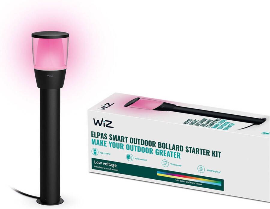 WiZ Starterkit tuinpadverlichting Slimme vloerlamp- paalverlichting Zwart LED Niet-verwisselbare lamp(en) 400 lm 4 8 W