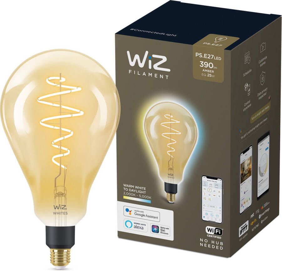 WiZ Giant Filament Slimme LED Verlichting Warm- tot Koelwit Licht E27 25W Goud Wi-Fi