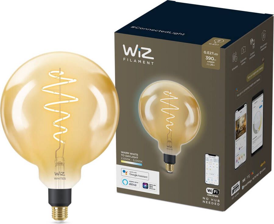 WiZ Giant Filament Slimme LED Verlichting Warm- tot Koelwit Licht E27 25W Goud Wi-Fi