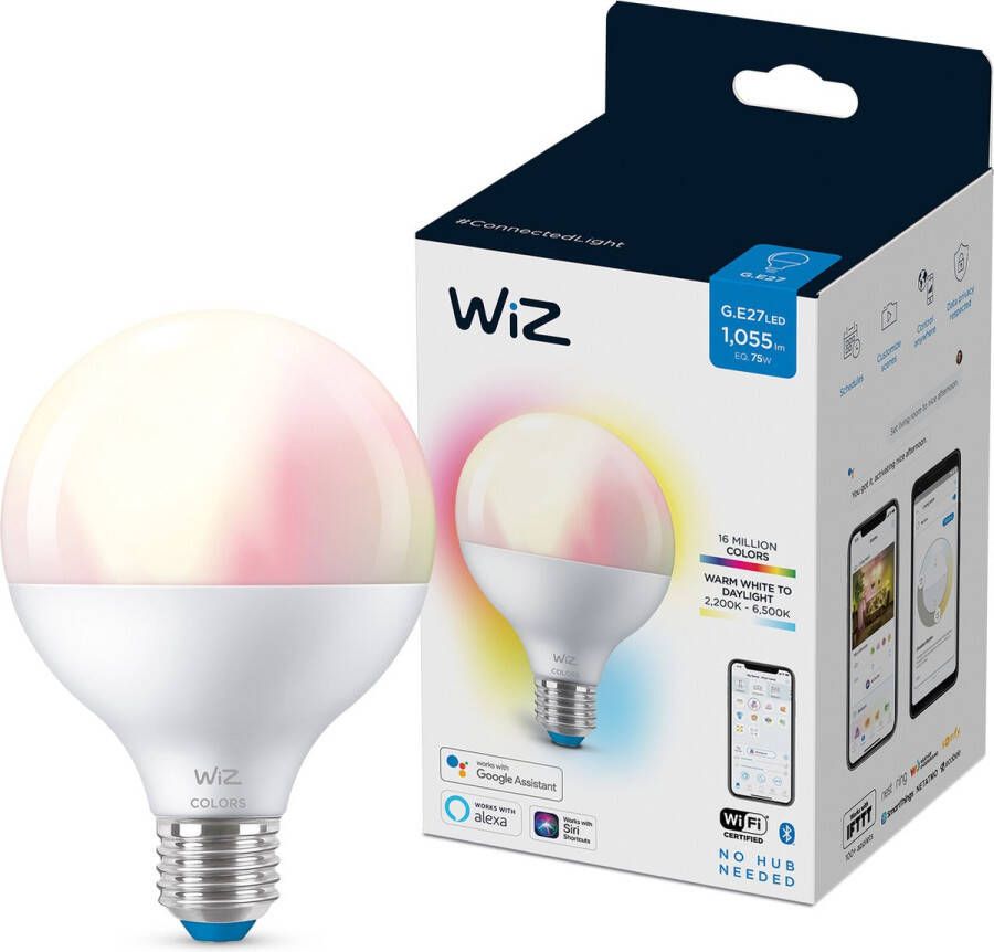 WiZ Globe Slimme LED Verlichting Gekleurd en Wit Licht E27 75W Mat Wi-Fi