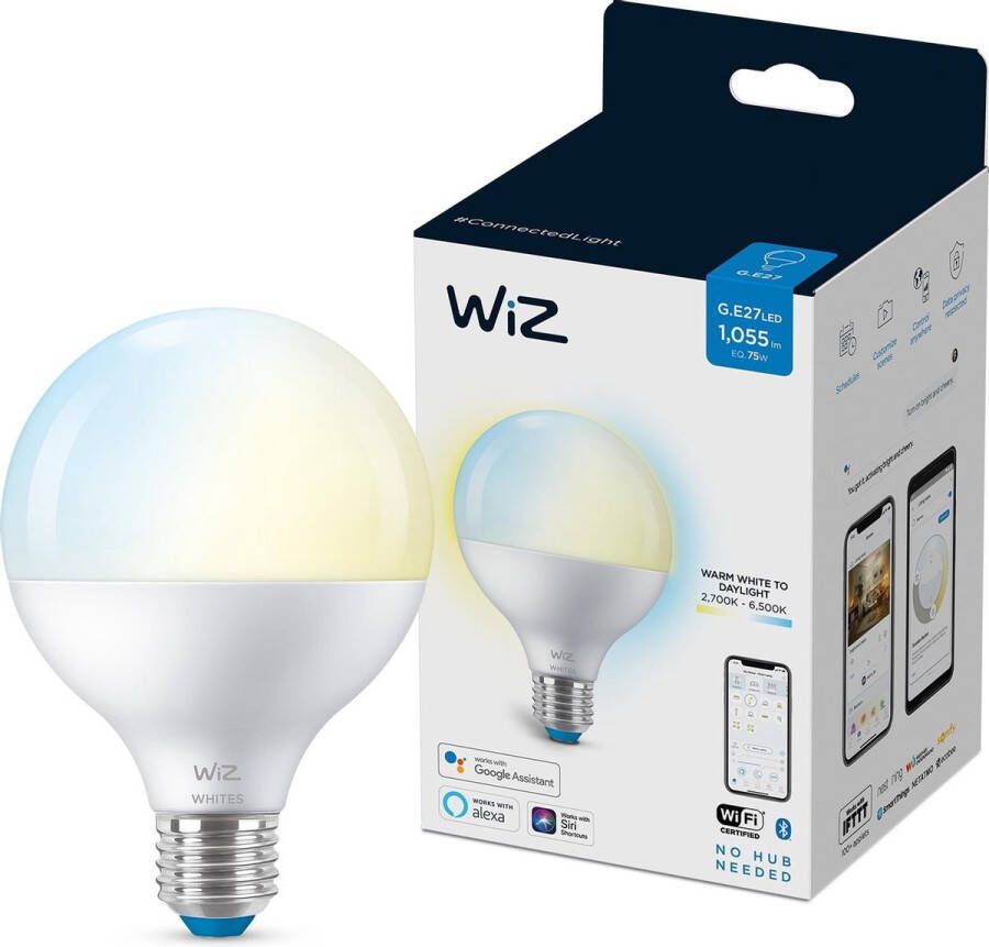 WiZ Globe Slimme LED Verlichting Warm- tot Koelwit Licht E27 75W Mat Wi-Fi