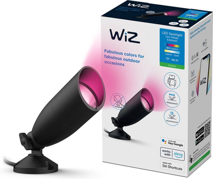 WiZ Grondspot voor Buiten Zwart Uitbreidingsset Slimme LED-Verlichting Gekleurd en Wit Licht 12V