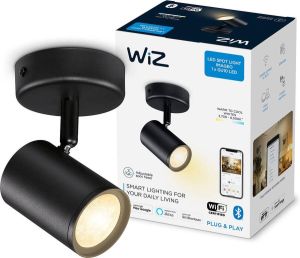 WiZ Imageo Opbouwspot- Slimme LED-Verlichting Warm- tot Koelwit Licht GU10 Zwart 1x 5W WiFi
