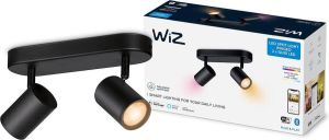 WiZ Opbouwspot Imageo Zwart 2 spots Slimme LED-Verlichting Gekleurd en Wit Licht GU10 2x 5W Wi-Fi