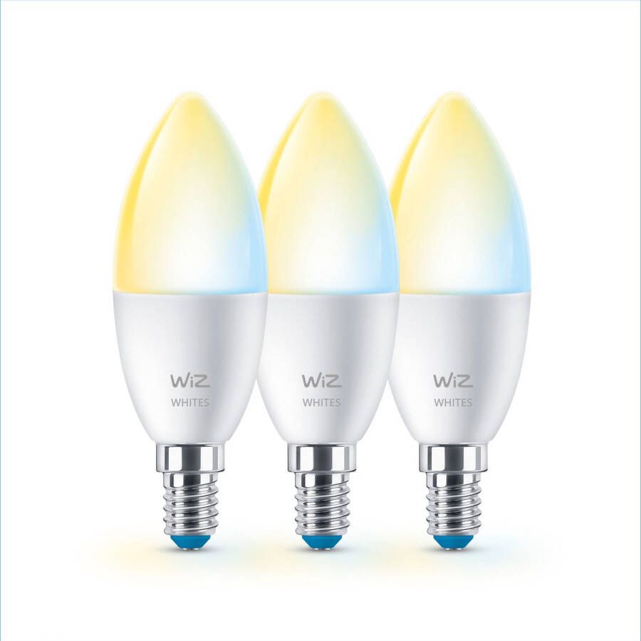 WiZ Kaarslamp 3-pack Slimme LED-Verlichting Warm- tot Koelwit licht E14 40W mat Wi-Fi