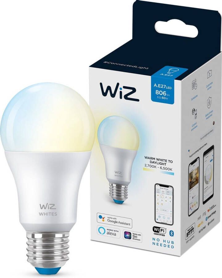 WiZ Lamp Slimme LED Verlichting Warm- tot Koelwit Licht E27 60 W Mat Wi-Fi