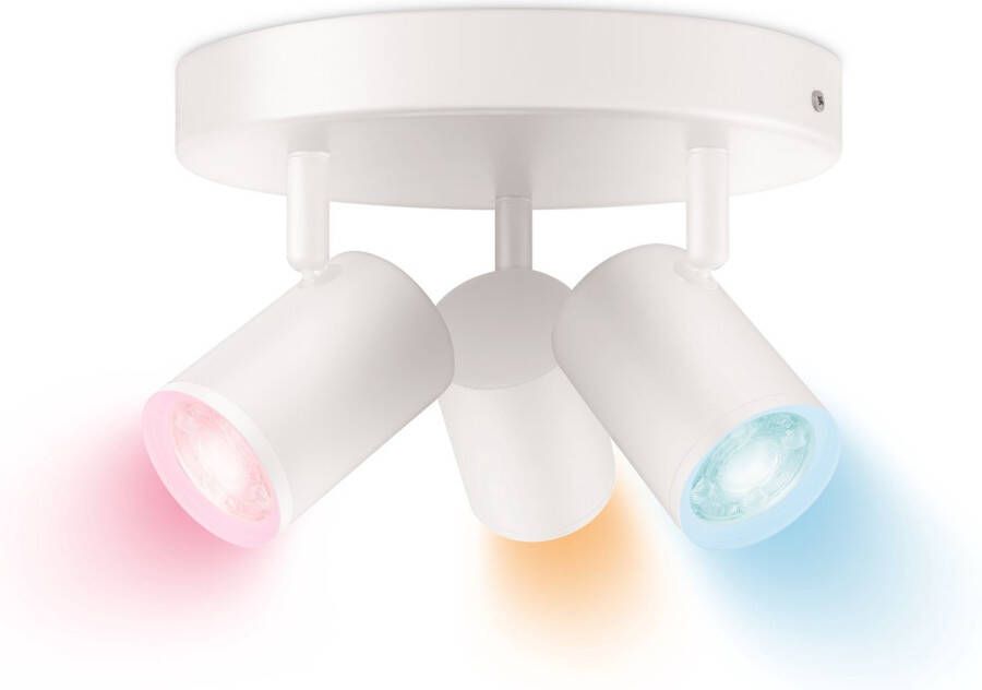 WiZ Opbouwspot Imageo Rond Wit 3 spots Slimme LED-Verlichting Gekleurd en Wit Licht GU10 3x 5W Wi-Fi