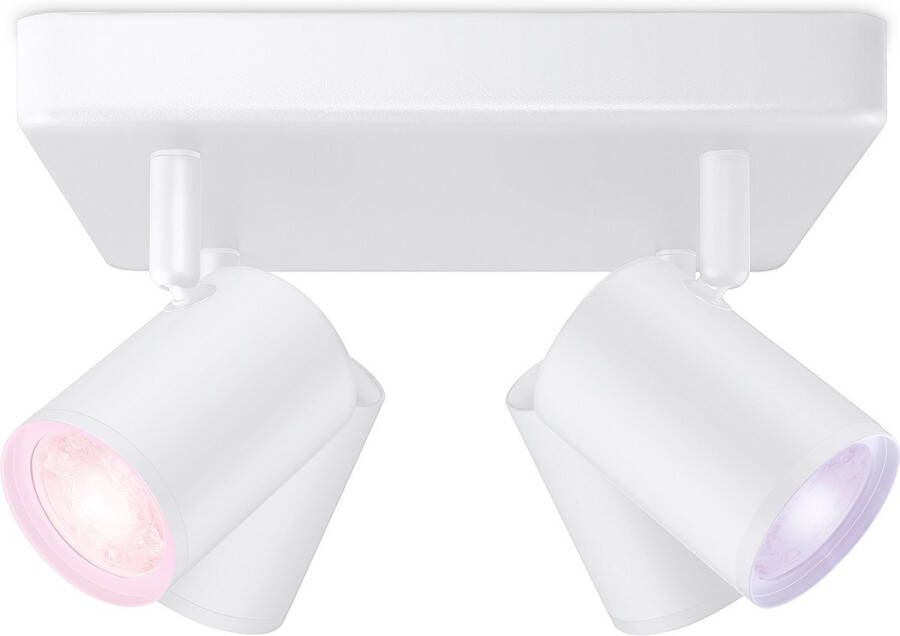 WiZ Opbouwspot Imageo Vierkant Wit 4 spots Slimme LED-Verlichting Gekleurd en Wit Licht GU10 4x 5W Wi-Fi