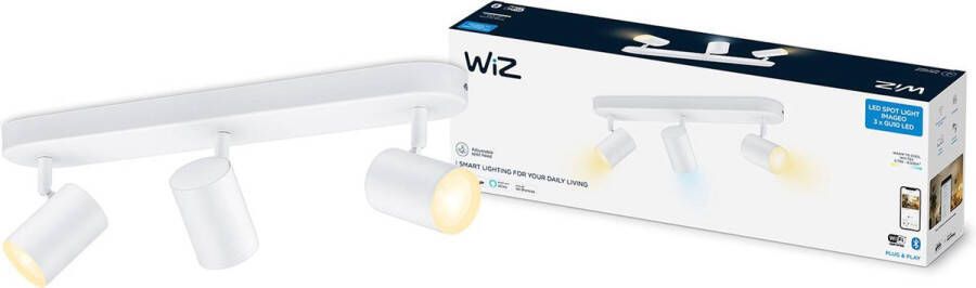 WiZ Opbouwspot Imageo Wit 3 spots Slimme LED-Verlichting Warm- tot Koelwit Licht GU10 3x 5W Wi-Fi