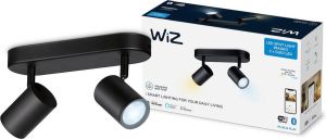 WiZ Opbouwspot Imageo Zwart 2 spots Slimme LED-Verlichting Warm- tot Koelwit Licht GU10 2x 5W Wi-Fi