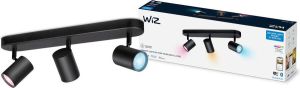 WiZ Opbouwspot Imageo Zwart 3 spots Slimme LED-Verlichting Gekleurd en Wit Licht GU10 3x 5W Wi-Fi