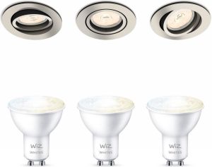 WiZ Philips Donegal Inbouwspots met GU10 Lamp Warm-Wit tot Koel-Wit Licht LED Dimbaar Spotjes Inbouw 3 Lichtpunten Grijs